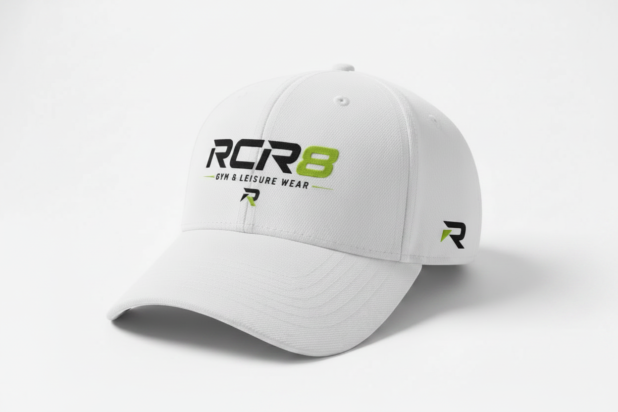RCR8 White Cap with correct R logo on side